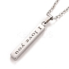 Rectangle with Word I Love You 304 Stainless Steel Pendant Necklace with Alloy Cable Chain for Women LS-NJEW-M192-01P-1