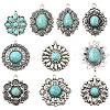 20Pcs 10 Styles Alloy Pave Synthetic Turquoise Pendants FIND-CJ0004-29-1