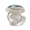 Synthetic Turquoise Round Adjustable Rings RJEW-K371-09S-16-4