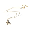 Butterfly Rhinestone Pendant Necklaces NJEW-F318-06G-2