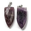 Natural Amethyst Pointed Pendants G-M405-07P-04-1