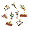10Pcs 5 Styles West Cowboy Brass Enamel Pendants KK-CJ0004-42-8