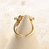 Brass Micro Pave Clear Cubic Zirconia Open Cuff Rings for Women Men KK-B124-12GP-3