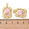 Flower Brass Enamel Pendants KK-D390-17G-02-3