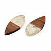Transparent Resin & Walnut Wood Pendants RESI-N025-031-A02-3