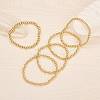 5Pcs Round Brass Beaded Stretch Bracelets for Women BJEW-SW00151-4