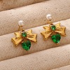 304 Stainless Steel Micro Pave Cubic Zirconia Bowknot Dangle Stud Earrings LS-EJEW-U065-03G-02-1