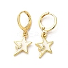 Star & Moon Real 18K Gold Plated Brass Dangle Leverback Earrings EJEW-L268-032G-03-1