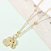 Brass Micro Pave Clear Cubic Zirconia Pendant Necklaces for Women LS-NJEW-M084-02G-04-4