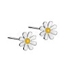 Anti-Tarnish Enamel Daisy Rhodium Plated 999 Fine Silver Stud Earrings for Women EJEW-S215-12P-1