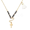 Golden Tone 304 Stainless Steel Cross Pendant Necklaces NJEW-A032-02G-01-1