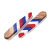 Independence Day Opaque Striped Resin & Walnut Wood Pendants RESI-U010-02G-2