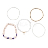 5Pcs 5 Style Glass & Lampwork Evil Eye Stretch Bracelets Set BJEW-JB09619-03-3