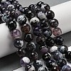 Faceted Natural Fire Crackle Agate Beads Strands G-F447-12mm-N17-1