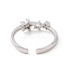 Clear Cubic Zirconia Hollow Out Star Open Cuff Ring RJEW-E072-23P-3