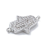 Rack Plating Brass Micro Pave Clear Cubic Zirconia Religion Hamsa Hand Connector Charms KK-A23410-053P-2