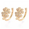 Brass Micro Pave Clear Cubic Zirconia Cuff Earrings EJEW-T047-73G-1