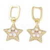 Brass Micro Pave Clear Cubic Zirconia ABS Pearl Hoop Earrings for Women EJEW-S225-17G-1