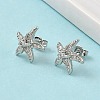 Brass Micro Pave Clear Cubic Zirconia Stud Earrings EJEW-A145-03D-P-2