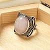 Natural Rose Quartz Adjustable Rings X-RJEW-I108-02AS-03-2