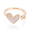 Heart Brass Shell Cuff Ring Settings KK-T076-74G-2