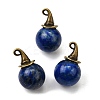 Natural Lapis Lazuli Round Pendants with Alloy Witch Hat G-D311-01AB-02-1