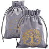 2Pcs 2 Styles Rectangle Gold Stamping Velvet Tarot Storage Drawstring Bags for Divination ABAG-CN0001-54-1