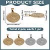2Pcs 2 Colors 304 Stainless Steel Pendants STAS-LP0003-92E-2