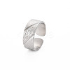 Non-Tarnish 304 Stainless Steel Textured Open Cuff Ring for Women RJEW-S405-165P-3