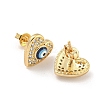 Evil Eye Real 18K Gold Plated Brass Stud Earrings EJEW-L269-087G-03-2