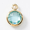 Birthstone Brass K9 Glass Charms KK-H002-28G-03-1