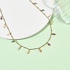 Faceted Round Natural Apatite & Amethyst & Rhodonite & Sunstone & Apatite & Ruby Tassel 304 Stainless Steel Cable Chain Necklaces with Natural Pearl NJEW-JN06470-1