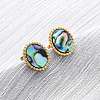 304 Stainless Steel Natural Paua Shell Stud Earrings EJEW-Z103-02G-01-1