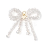 3Pcs Glass Seed Beaded Bowknot with Heart Pendants PALLOY-MZ01162-2
