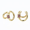 Brass Micro Pave Cubic Zirconia Cuff Earrings EJEW-S210-013-NR-2