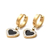 Black Acrylic Heart Dangle Earrings with Rhinestone EJEW-E286-07G-1