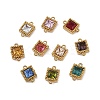 Ion Plating(IP) 304 Stainless Steel Cubic Zirconia Square Links Connector Charms STAS-K256-24G-1