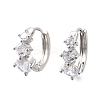 Brass Micro Pave Clear Cubic Zirconia Hoop Earrings EJEW-Z121-06P-4