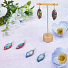 3 Pairs 3 Colors Dyed Natural Regalite Leaf Dangle Earrings with Brass Pins EJEW-FI0003-17-5