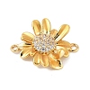 Flower Brass Micro Pave Clear Cubic Zirconia Connector Charms KK-M326-06-G01-2
