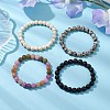 4Pcs Constellation 8mm Round Natural Dalmation Jasper & White Jade Imitation Tourmaline BJEW-JB10640-2
