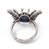Butterfly Natural Lapis Lazuli Adjustable Rings RJEW-E067-07AS-3