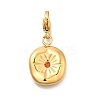 Flat Round 304 Stainless Steel Rhinestone Pendants Decoration STAS-R159-53G-03-1