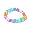 Dyed Natural Selenite Column Beaded Stretch Bracelet for Women BJEW-I312-03-1