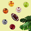 140Pcs 7 Styles Sport Opaque Acrylic Beads MACR-PA0001-08-7