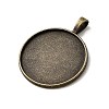 Flat Round Alloy Pendant Cabochon Settings PALLOY-N0088-26AB-NF-2