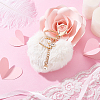 Fibre Heart Pom Pom Ball Keychain KEYC-WH0027-126A-4
