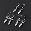 Natural Quartz Crystal Bullet with Sun Dangle Earrings EJEW-I276-01P-20-1