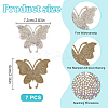 7Pcs Butterfly Hotfix Rhinestone Iron on/Sew On Patches DIY-DR0002-04B-2