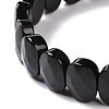 Natural Obsidian Oval Beaded Stretch Bracelet G-E010-01U-3